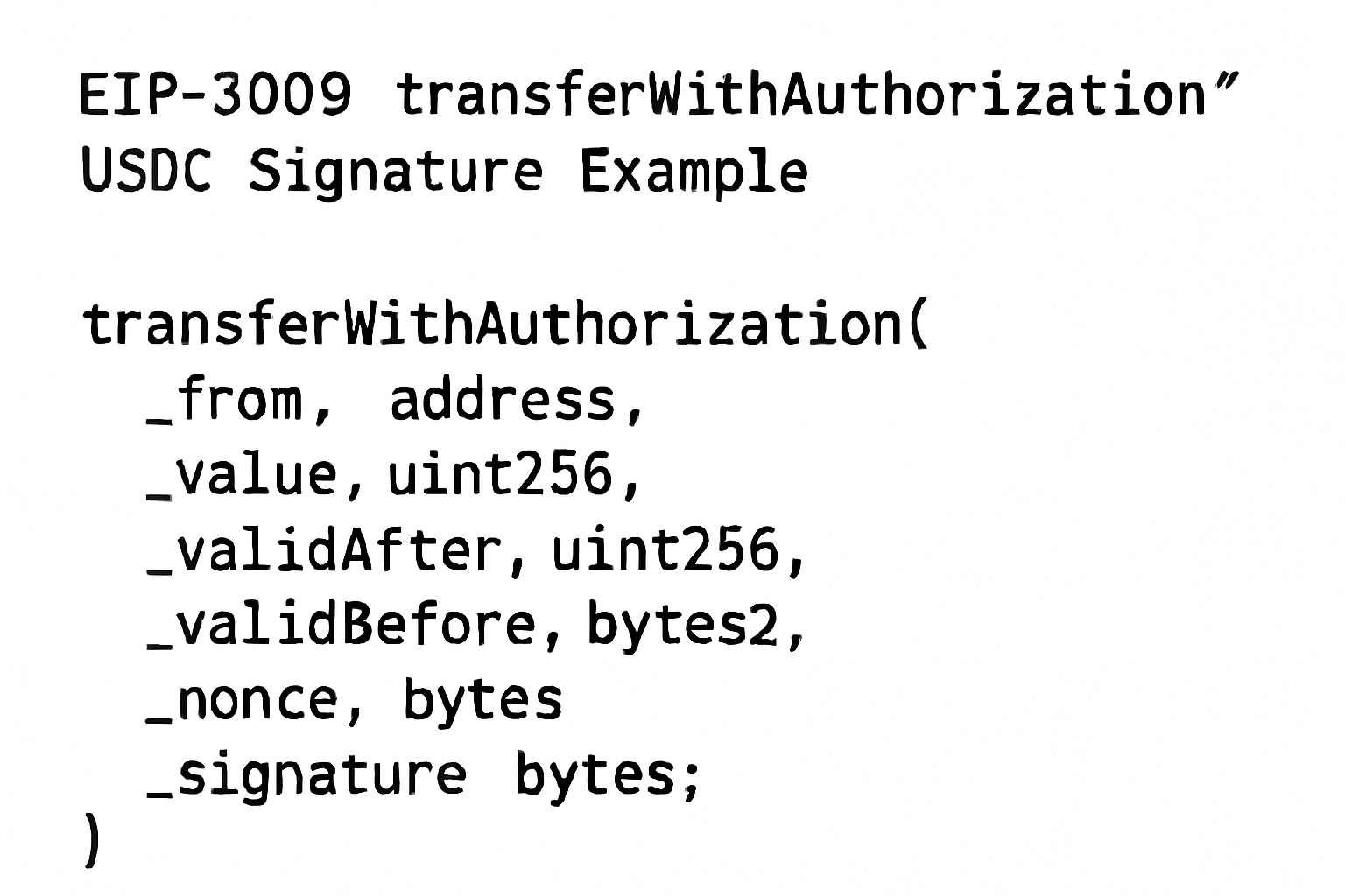 EIP-3009 transferWithAuthorization USDC signature example