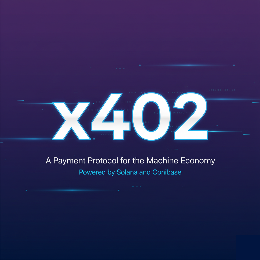 Diagram illustrating x402 protocol payment flow: client requests resource, server responds with HTTP 402 Payment Required including blockchain details, client processes on-chain payment, server grants access upon verification