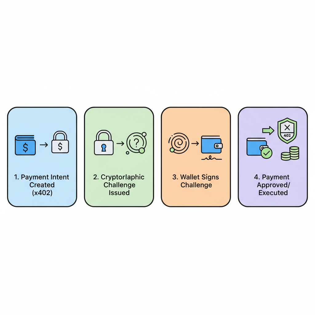 wallet signing cryptographic challenge for x402 payment intent